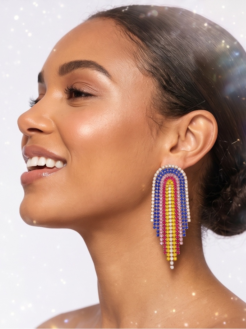 NEW Glitz Mob Colorful Fringe Statement Earrings - Multicolor
